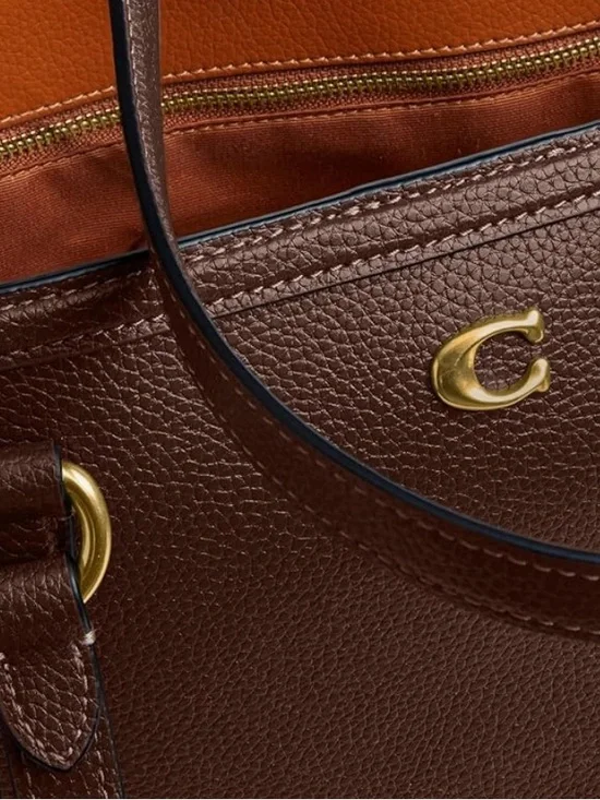 Authentic NWT Coach Maple Pebbled Leather Legacy Tote with Brass Hardware - Picture 4 of 10